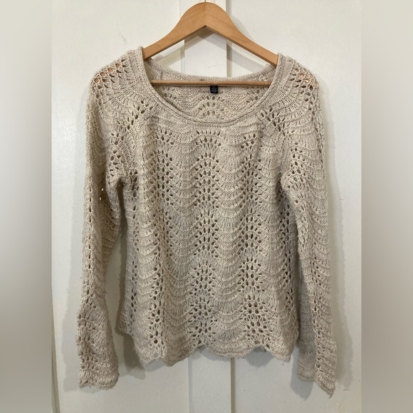 American Eagle Outfitters Medium wool blend sweater chunky knit cream - Picture 1 of 8